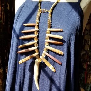 Goldstone,Sea Urchin Spines & Deer Antler necklace